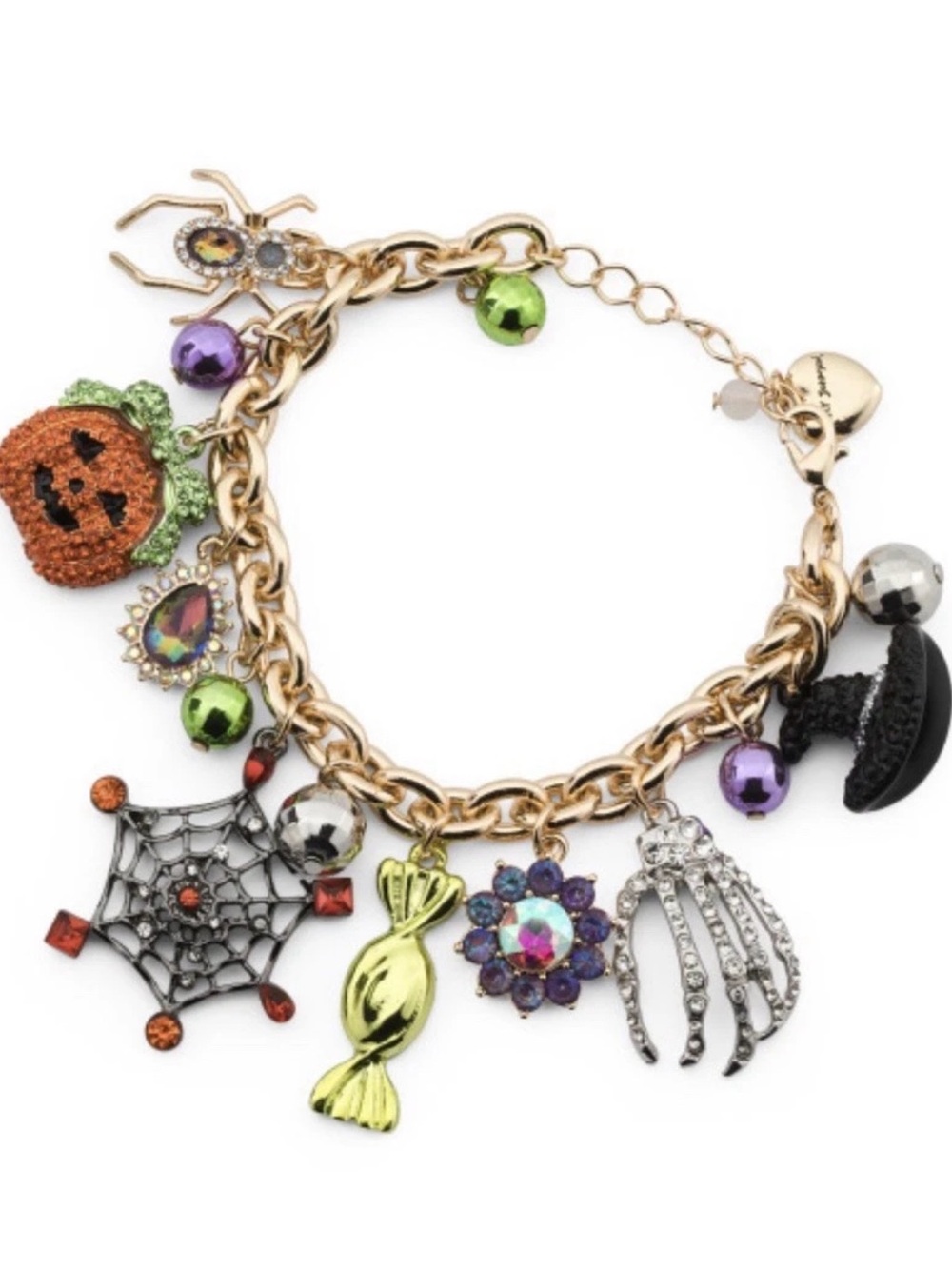 Betsey Johnson Gold-Tone Halloween Charm Bracelet with Multicolor Charms